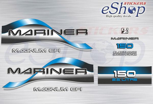 Mariner 150 Hp 2,5 Litre Magnum EFI 1996 - 1998 Blue set - custom decal
