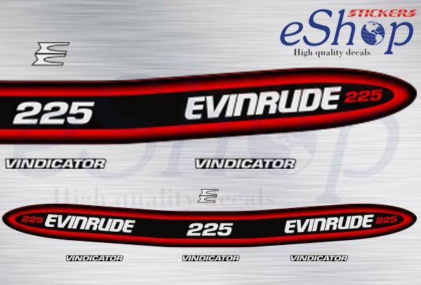 Evinrude 225 Hp two stroke Vindicator 1998 1999 set - custom decal