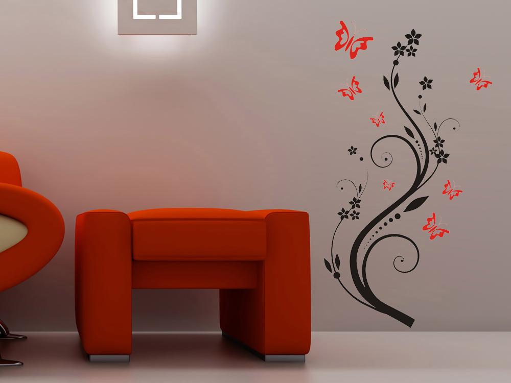 Flower & butterflies #2 (2 Colors) - custom decal