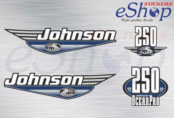 Johnson 250 Hp Ocean Pro Two Stroke 1992 2000 Blue set - custom decal