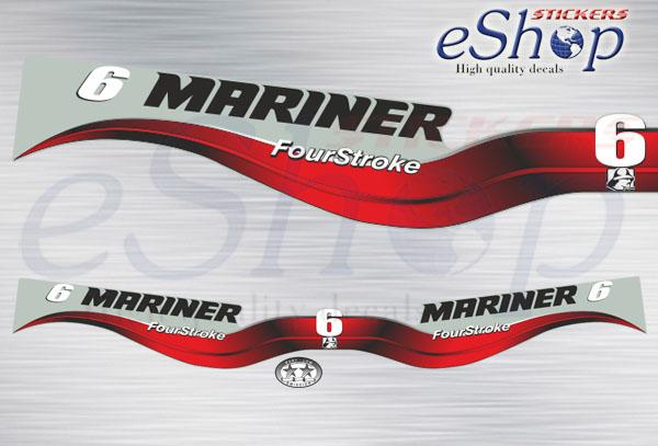 Mariner 6 Hp Four Stroke 2004 (3 cylinder) set - custom decal