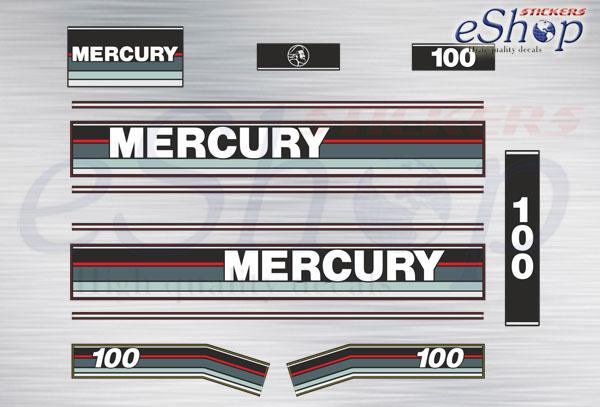 Mercury 100 Hp 1989 1993 decals set - custom decal