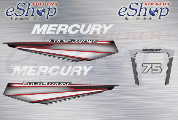 Mercury 75 Hp Four Stroke 2014 2020 decals set - custom decal