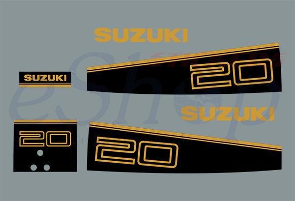 Suzuki 20 Hp two stroke 1988 1990 decals set - custom decal