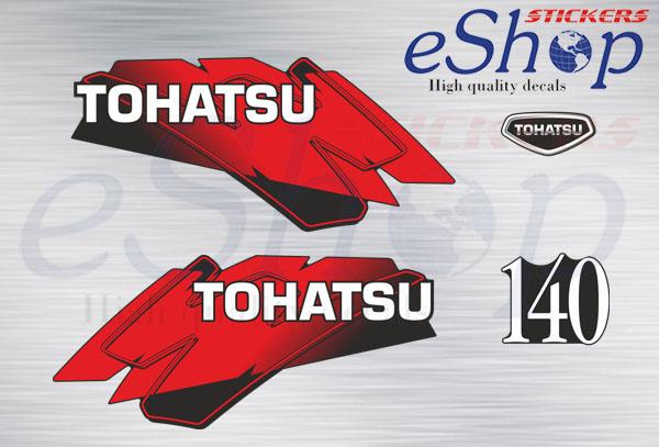 140 Hp two stroke 2000 2002 red set - custom decal