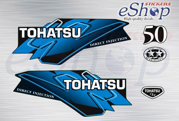 Stickers set for outboard Tohatsu 50 Hp TLDI 2000 2002 blue - custom decal