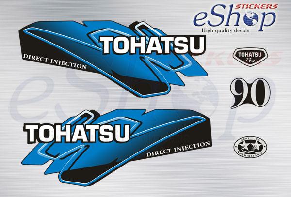 90 Hp TLDI two stroke 2000 2002 blue set - custom decal