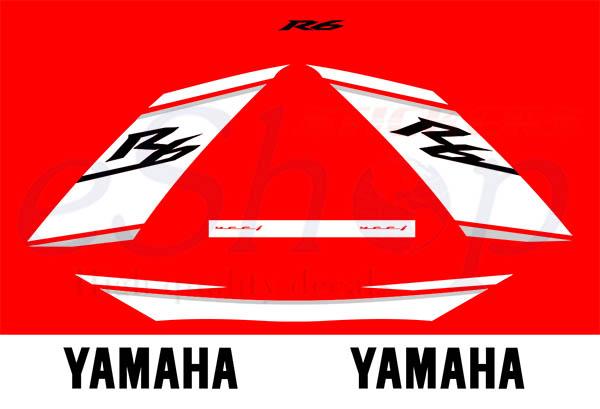 YZF R6 2008 Red White set - custom decal
