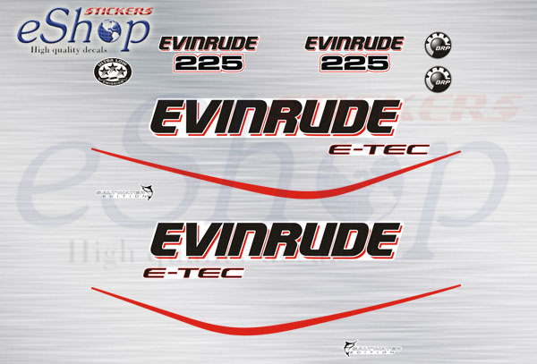 Evinrude 225 Hp e-tec 2004 2009 white set - custom decal